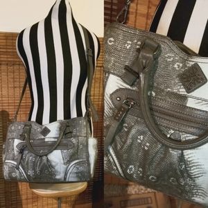 Vera Wang Grey Faux Snakeskin Leather Purse